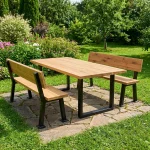 Lesena klop z naslonom Vera - Hrast - 100-250 cm