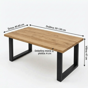 Lesena klubska mizica Helena - Hrast - 50-120 cm