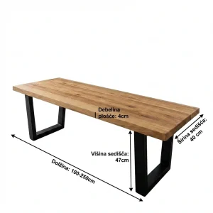 Lesena klop Ema - Hrast - 100-250 cm