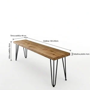 Lesena klop Mila - Hrast - 100-250 cm